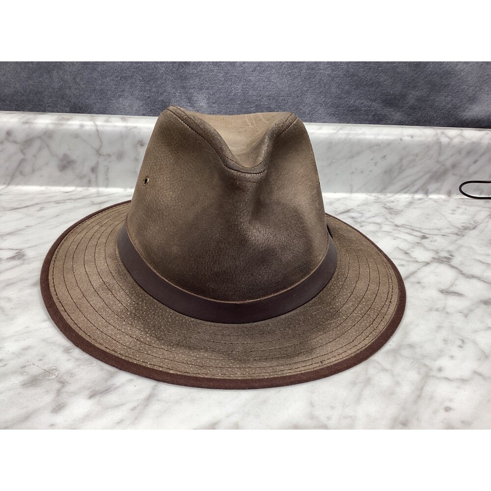 Henschel Hat Co. USA Men's Suede Leather Fedora Style Outdoor Safari Hat Brown